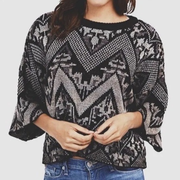 Anthropologie Free People Knit Sweater Superstar SouthWestern Oversized XS - Picture 1 of 11